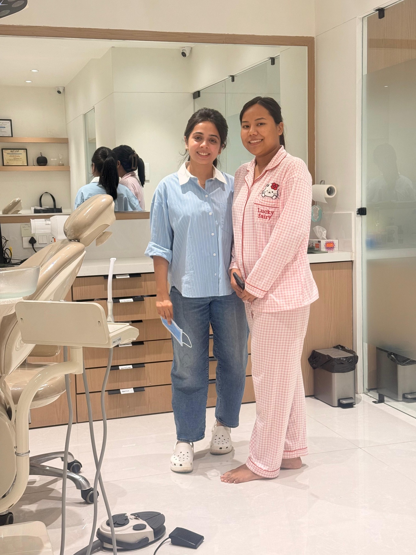 Smiling patient with Dr. Janki at Janki Dental Care